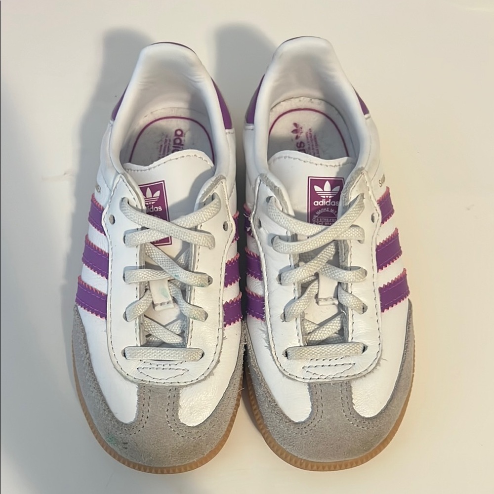 Adidas Kids' White and Purple Sneakers